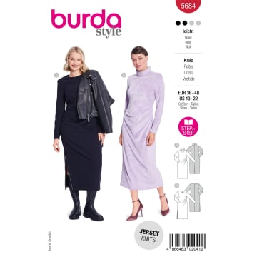 Naaipatroon Burda 5684 Jurk, Nl/Dui/En/Fr