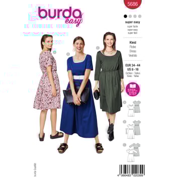 Naaipatroon Burda 5686 Jurk, Nl/Dui/En/Fr