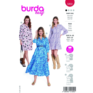 Patron Burda 5802 robe femme, version papier, en français