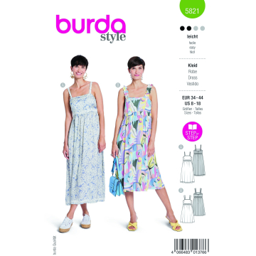 Patron Burda 5821 robe femme, version papier, en français