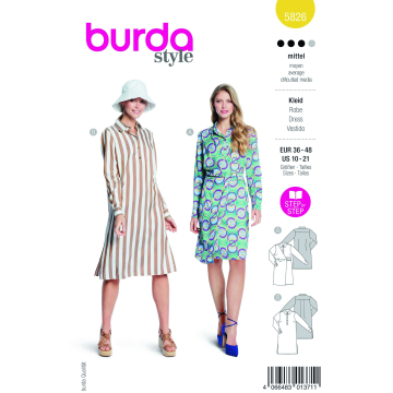 Naaipatroon jurk, Burda 5826, Nl/Dui/En/Fr