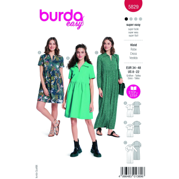 Patron Burda 5829 robe femme, version papier, en français