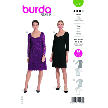 Naaipatroon jurk, Burda 5835, NL/Dui/En/Fr