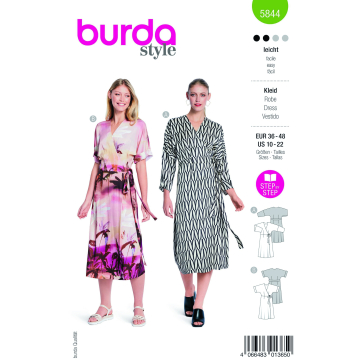 Patron Burda 5844 robe cache-coeur femme, version papier, en français