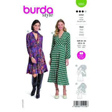 Naaipatroon jurk, Burda 5885, NL/Dui/En/Fr