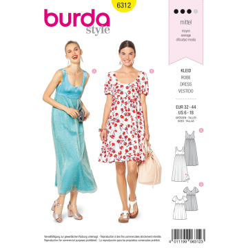 Sewing pattern dress, Burda 6312, En/Ger/Fr