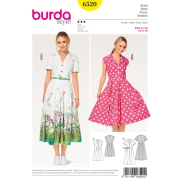 Pattern Dress, Burda 6520, En/Ger/Fr