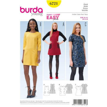 Patron Burda 6721 Robe, en français