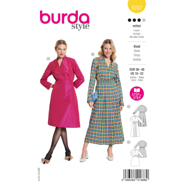 Pattern Dress Ladies Burda 5767, En/Ger/Fr