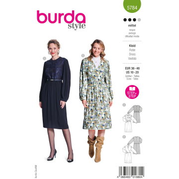 Sewing pattern Dress Ladies, Burda 5784, GB/DE/NL/FR