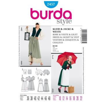 Patron Burda 2457 Robe, veste et gilet en français