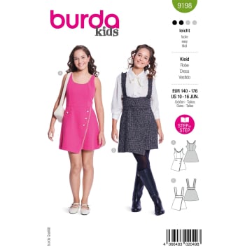 Naaipatroon Jurk Kids, Burda 9198, Nl/Dui/En/Fr