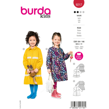 Patron Burda 9217 robe enfant, version papier, en français