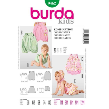 Patron Burda 9462 Coordonnés ensemble bébé, en français