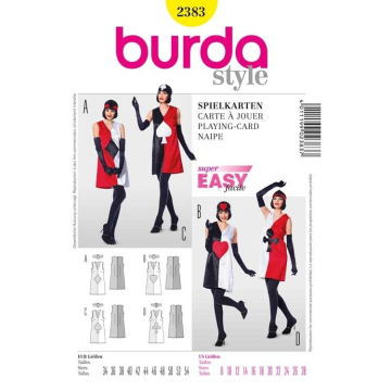 Patron Burda 2383 Déguisement Carte à jouer, en français