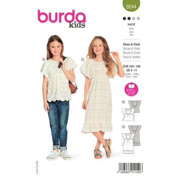 Patron Burda Kids 9244 robe & blouse enfant, taille 104-146 en français
