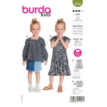 Naaipatroon jurk en blouse , Burda Kids 9249, Dui/En/Fr