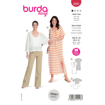 Naaipatroon jurk en shirt, Burda 5893, Nl/Dui/En/Fr