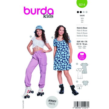 Patron Burda 9214 top / robe enfant, version papier, en français