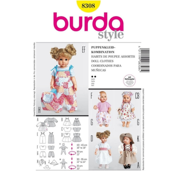 Patron Burda 8308 Doll Clothes, en français