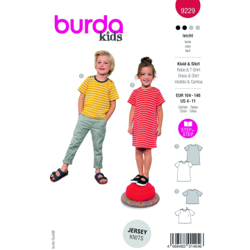 Patron Burda 9229 robe / t-shirt enfant, version papier, en français