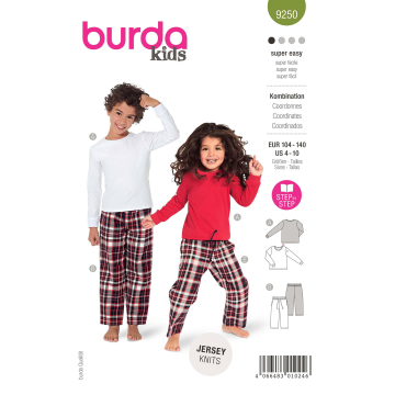 Patron Burda Kids 9250 pyjama enfant, taille 104-140, en français
