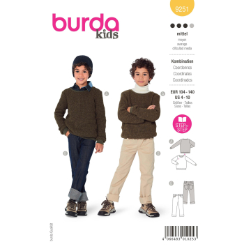 Naaipatroon combinatie, Burda Kids 9251, Dui/En/Fr