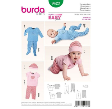 Schnittmuster Kombination: Shirt–Hose–Mütze, Burda 9423