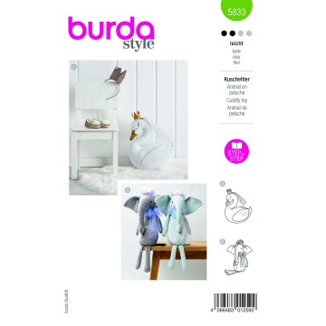 Patron Burda 5833 peluches, en français