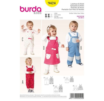 Sewing pattern Overalls & Dress, Burda 9424, En/Ger/Fr