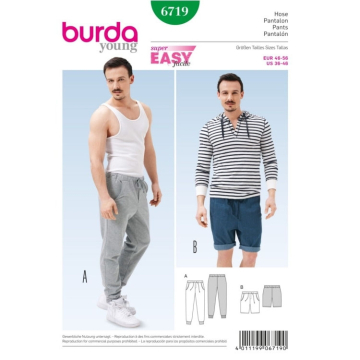 Patron Burda 6719 Pantalon pour l`homme, en français