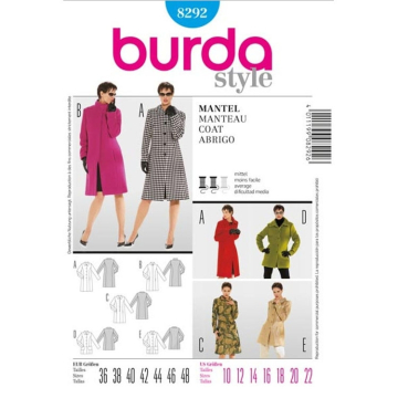 Paper Pattern Coat, Burda 8292, Dui/En/Fr