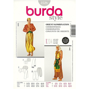 Patron Burda 2526 Déguisement Costumes orientaux, en français