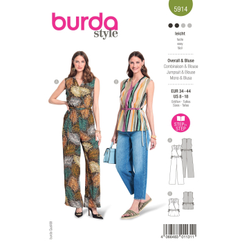 Naaipatroon jumpsuit en blouse, Burda 5914, Nl/Dui/En/Fr