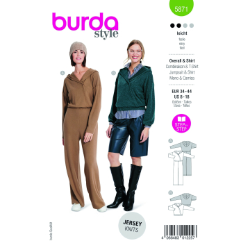 Naaipatroon overall en shirt, Burda 5871, Nl/Dui/En/Fr