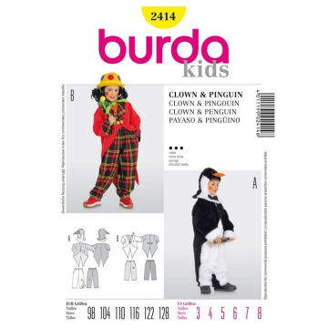 Patron Burda 2414 Déguisement Clown & Pingouin, en français