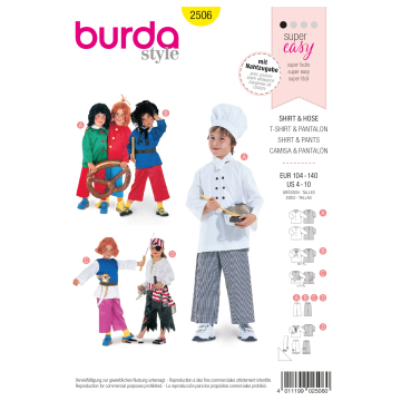 Patron Burda 2506 Déguisement Priate, Max et Moritz, Petit Pierre Malpeigné, en français