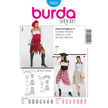 Patron Burda 2422 Déguisement Femme Pirate, en français