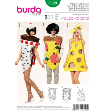 Patron Burda 2359 Déguisement Pizza, tarte et fromage, en français