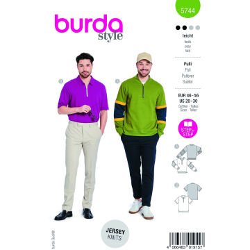 Naaipatroon Pullover Men, Burda 5744, Nl/Dui/En/Fr