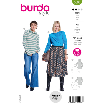 Naaipatroon pullover, Burda 5680, Nl/Dui/En/Fr