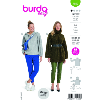 Naaipatroon pullover, Burda 5867, Nl/Dui/En/Fr