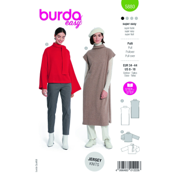 Naaipatroon Burda 5880, trui, Dui/En/Fr