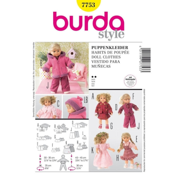 Paper Pattern Doll Clothes, Burda 7753, En/Ger/Fr