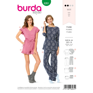 Naaipatroon pyjama, Burda 6261, Dui/En/Fr