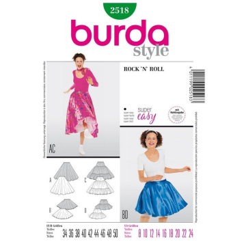 Schnittmuster Rock, Burda 2518