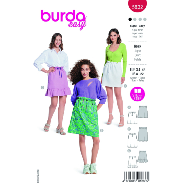 Patron Burda 5832 jupe femme, version papier, en français