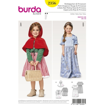 Patron Burda 2356 Déguisement Petit chaperon rouge et Princesse, en français