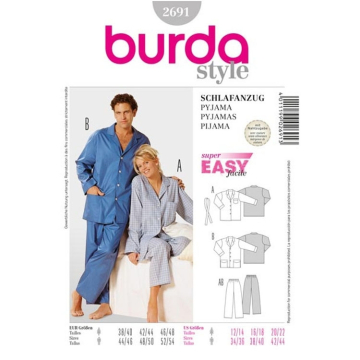 Naaipatroon pyama, Burda 2691, Nl/Dui/En/Fr