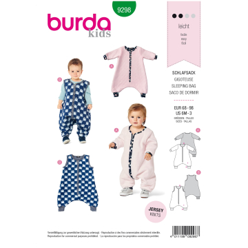 Naaipatroon slaapzak, Burda Kids 9298, Nl/Dui/En/Fr